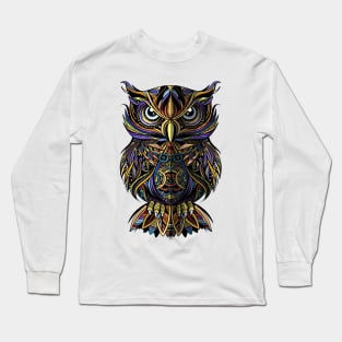 OWL drawn in zentangle style. Antistress freehand sketch drawing Long Sleeve T-Shirt